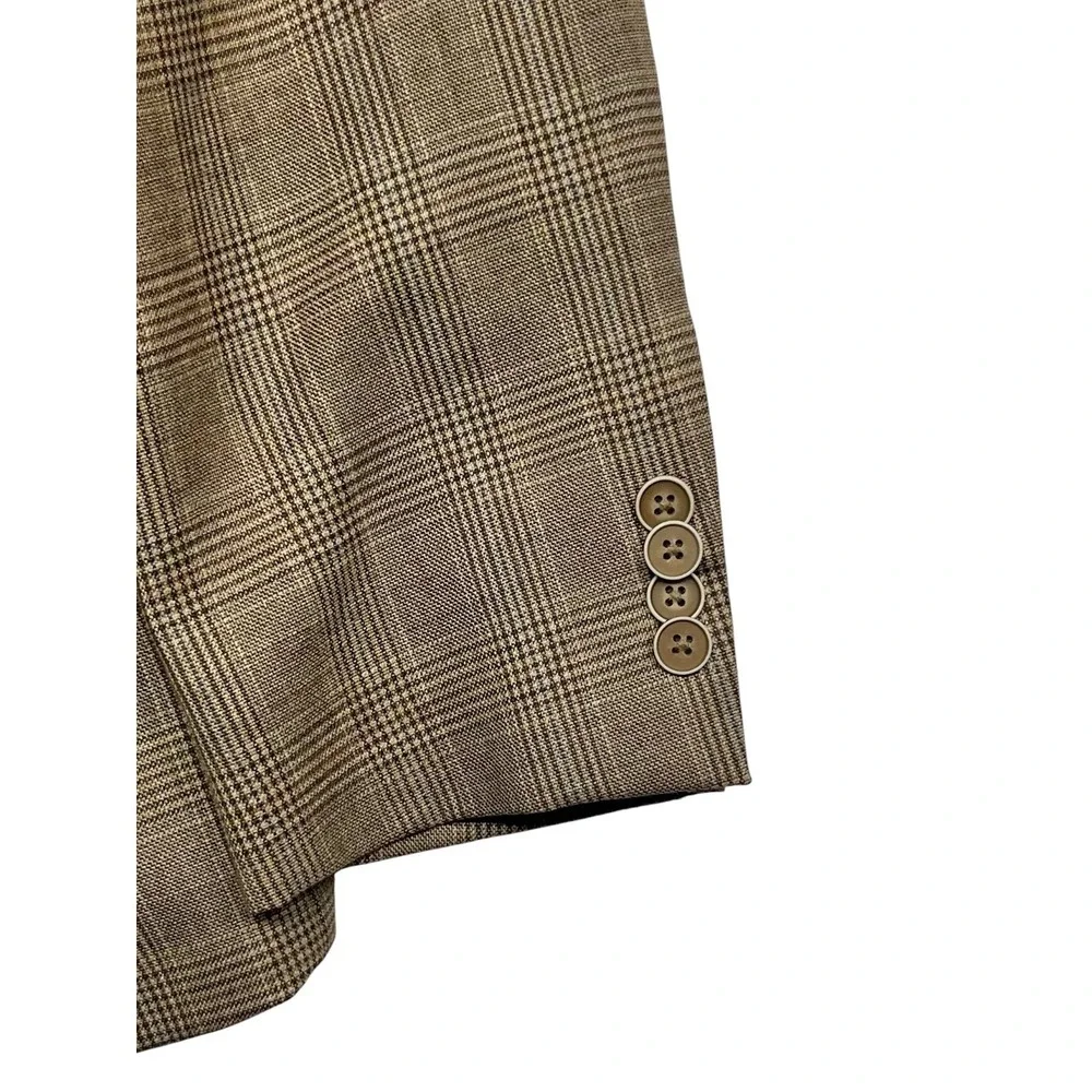 Tommy Hilfiger 40S Tan Glen Plaid Wool Blazer Jacket Sport Suit Coat Lightweight